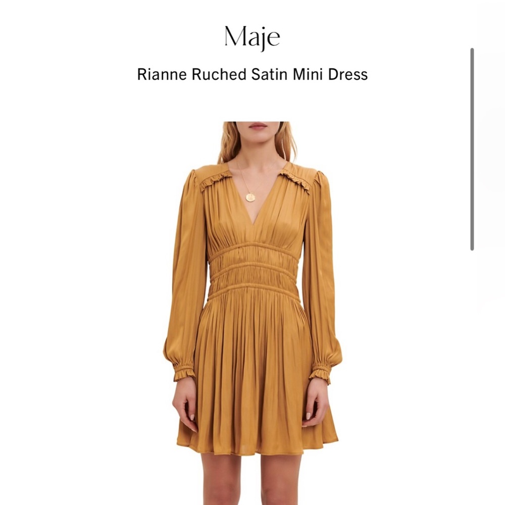 Maje Rianne Rouche Satin Mini Dress.